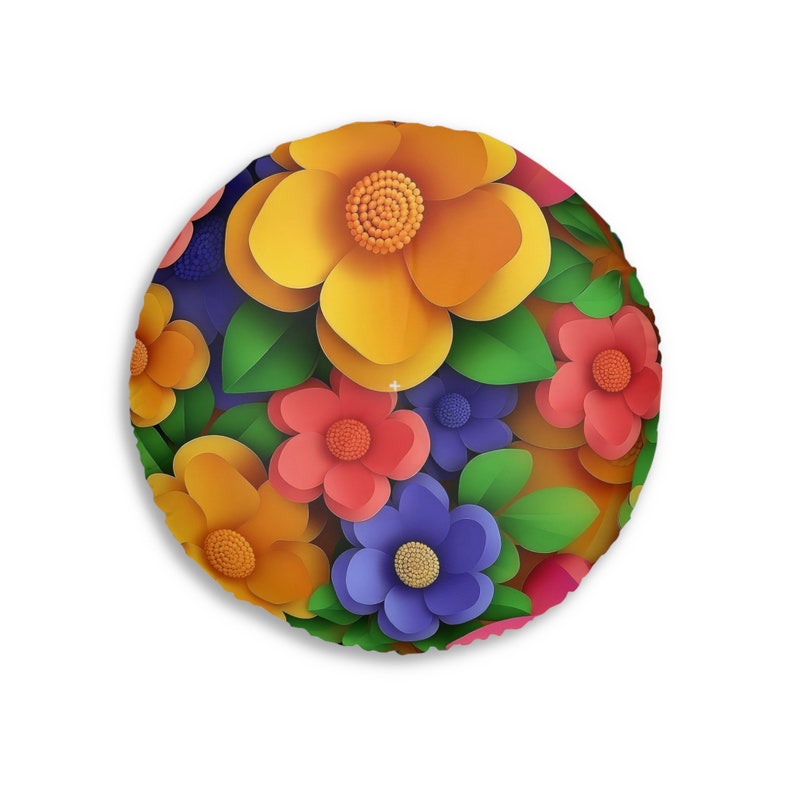 Spring Bloom Floor Pillow, Round zdjęcie 4