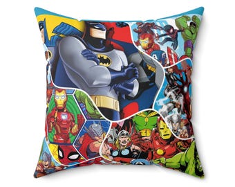 Superhero Collage Pillow | Comic Book Character Square Pillow