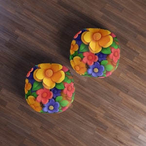 Spring Bloom Floor Pillow, Round zdjęcie 5