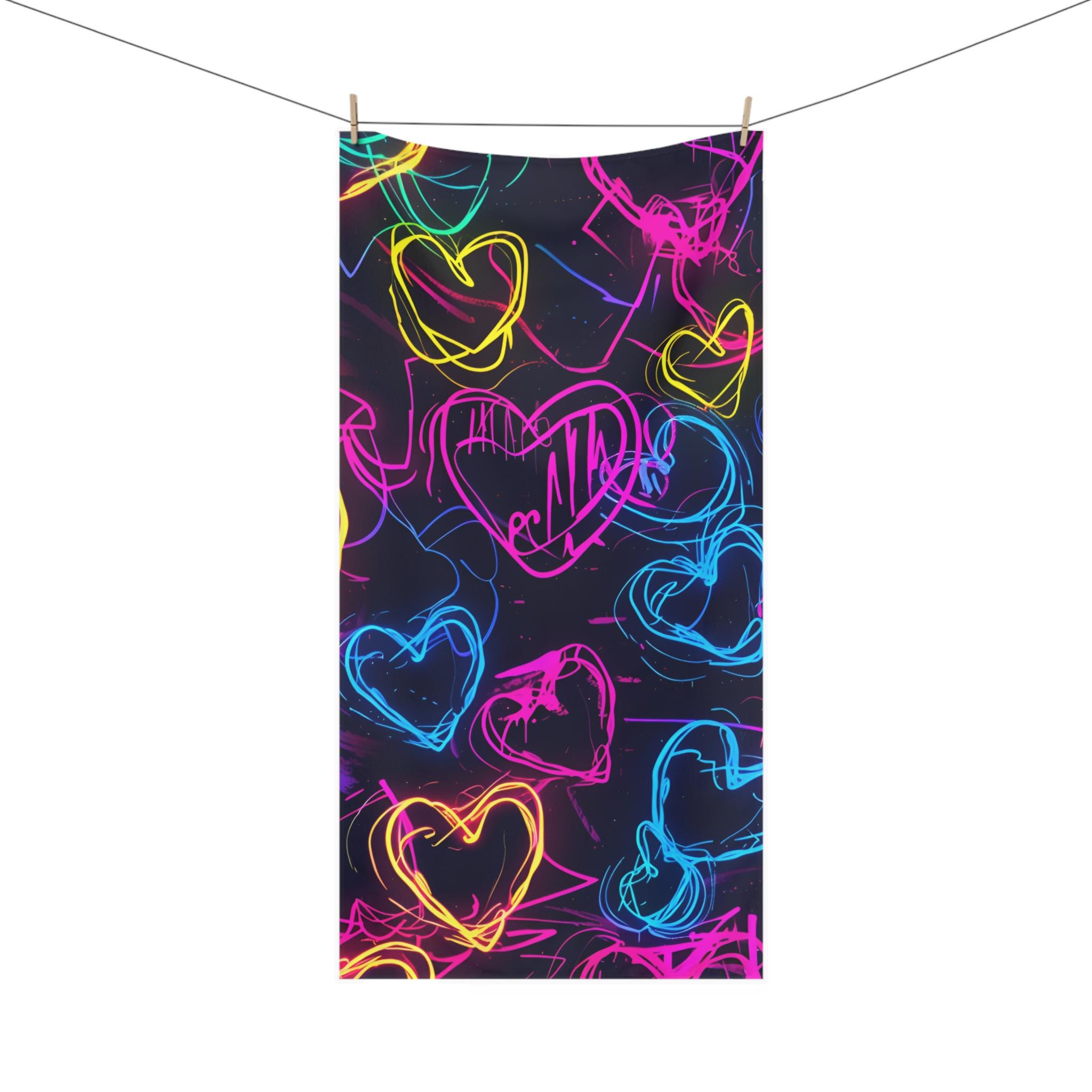 Colorful Heart Design Beach Towel: 50/50 Cotton-poly Blend - Etsy