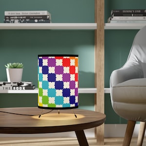 Vibrant Tripod Lamp with Colorful High-Res Printed Shade, Home Decor, Modern Lighting, Gift for Him/Her, Unique Desk Lamp, Colorful [...]