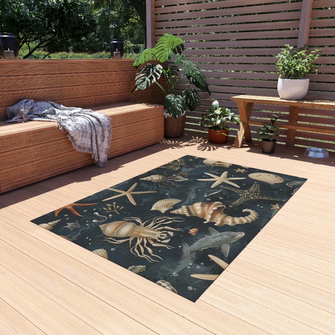 Sea Life Nautical Outdoor Rug - Etsy