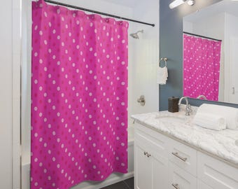 Bright Pink Polka Dot Shower Curtain: Cheerful Bathroom Decor