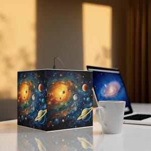Galactic Light Cube Lamp - Space Decor, Unique Night Light, Bedroom Lighting, Galaxy Themed Gift, Astronomy Lover&#39;s Lamp