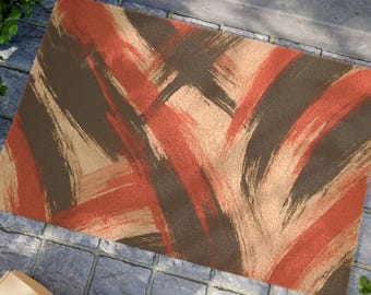 Abstract Brushstroke Coir Doormat – Boho Entryway Decor (24x16)