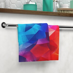 Vibrant Geometric Face Towel, Colorful Bath Towel, Spa Towel, Soft Washcloth, Unique Gift for Self-Care