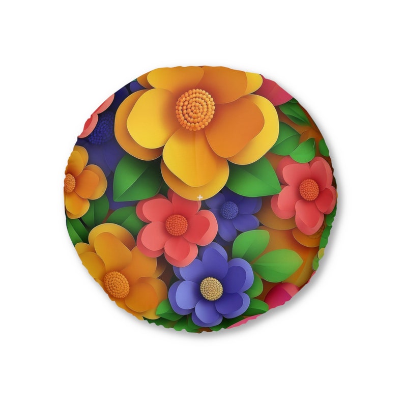 Spring Bloom Floor Pillow, Round zdjęcie 3