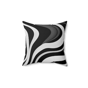 Modern Black and White Throw Pillow, Abstract Decorative Cushion, Home Decor, Gift for Minimalists, Stylish Pillow