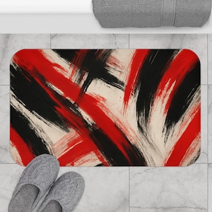 Vibrant Abstract Bath Mat - Modern Home Decor for Stylish Bathrooms, Gift for Housewarming, Bathroom Rug, Floor Mat, Functional Art