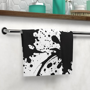 Trendy Face Towel, Spa Accessory, Black and White Design, Bathroom Decor, Gift for Her, Minimalist Home Essentials
