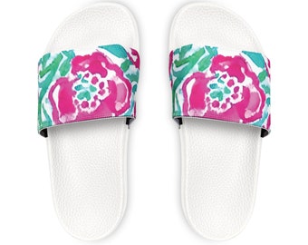 Pink Rose Women's PU Slide Sandals