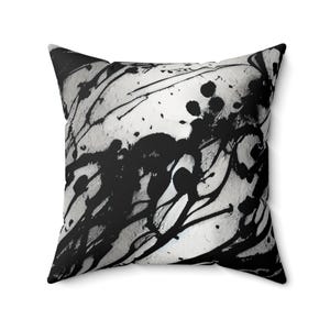 Abstract Art Throw Pillow - Modern Home Decor, Black and White Pillow Cover, Artistic Cushion, Minimalist Accent Pillow, Gift for Art Lovers