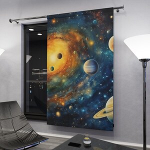 Cosmic Space Window Curtains, Galaxy Decor, Astronomical Theme, Kids Room, Bedroom Decor, Unique Gift for Home