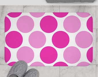 Alfombra de baño de espuma viscoelástica con lunares rosas: decoración antideslizante para el baño