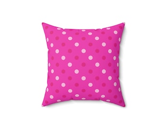 Almohada de lunares rosa brillante: decoración bohemia y divertida para el hogar