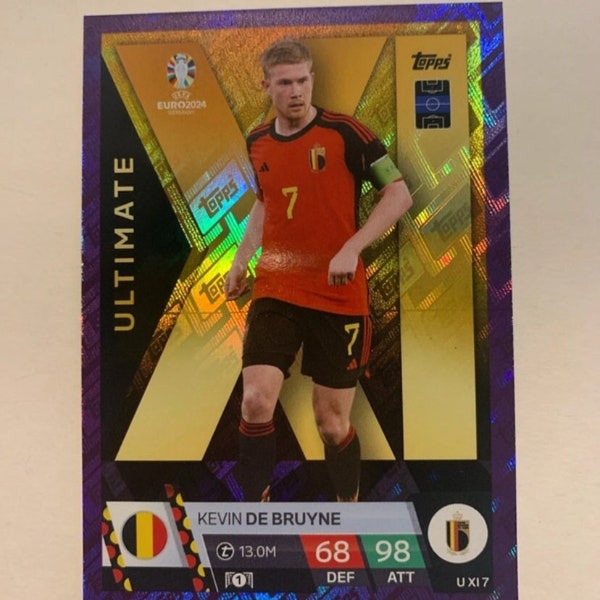 Ultimate Purple Sapphire Kevin De Bruyne Topps Euro 2024 Card