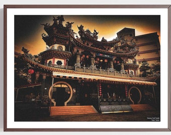 Póster de Taipéi, Lower Ta Youfu Ye Gong (Templo Jinyu): Impresionante impresión artística del templo de Taipéi, fotografía de Taiwán, decoración cultural