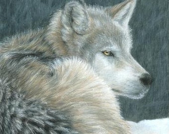 Wolf Art COLD EVENING Original Artwork by Carla Kurt