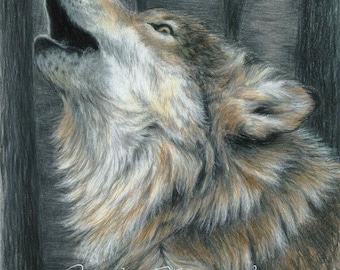 HOWLING WOLF by Carla Kurt Signed Print