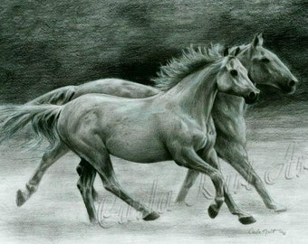 Horse Art RUNNING FREE Original Artwork by Carla Kurt