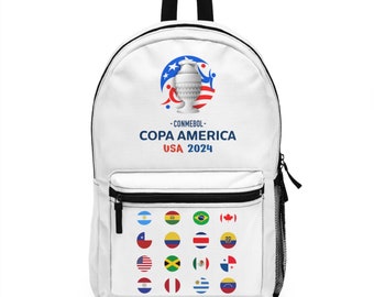 Weißer Rucksack Copa America 2024, Copa America 2024, Fußball USA 2024, Futbol USA, Fußballmeisterschaft, Rucksack