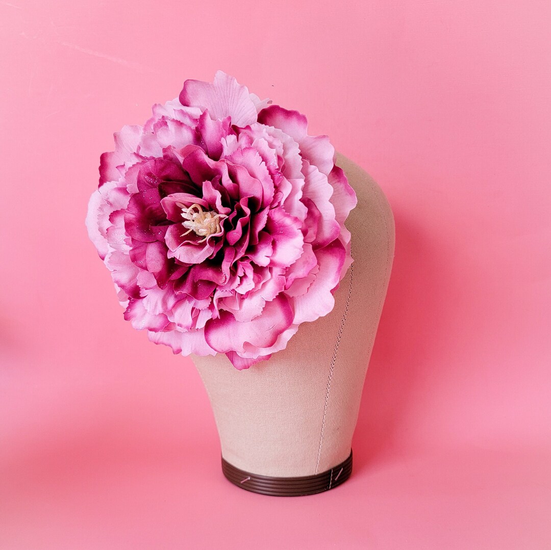 Large Magenta Peony Hair Clip, Oversized Raspberry Pink Hair Flower or