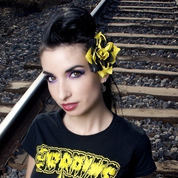 Bumble Black and Yellow Hair Flower Clip