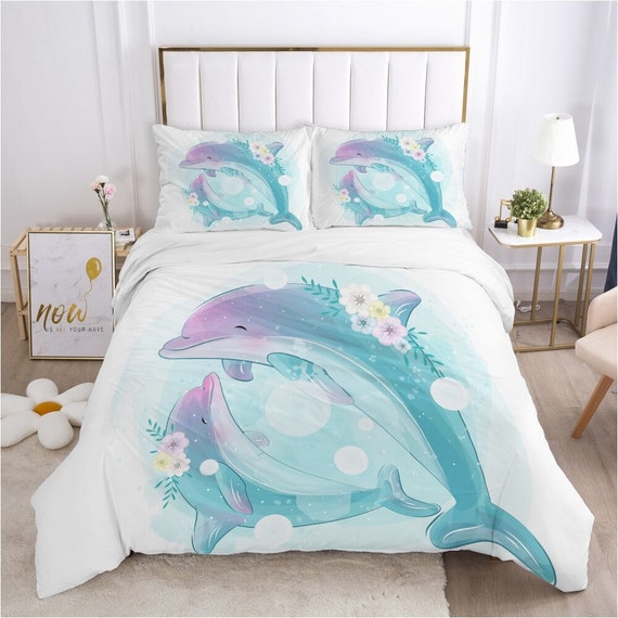 Dolphin Bedding Set Gift New Quilt Cover for Kids Adults King Size