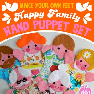 Retro Happy Family Felt Hand Puppet Printable Pattern - PDF with Templates