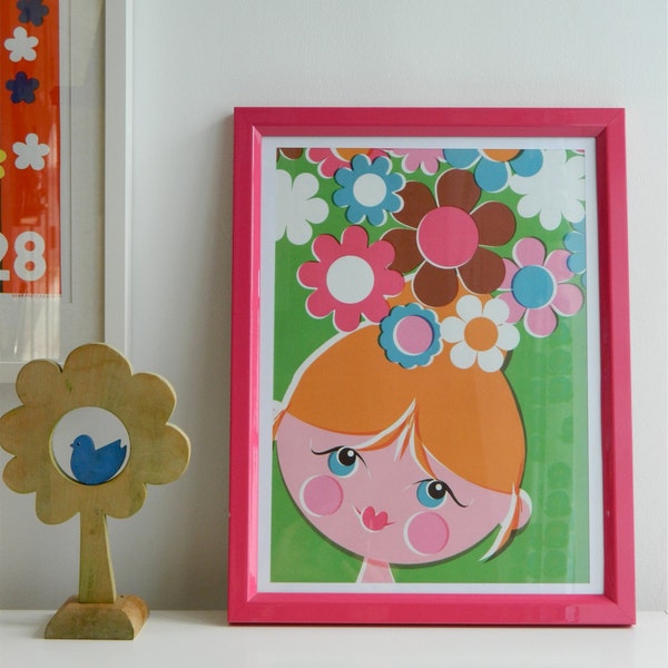 Retro A3 Poster by alice apple - Flower Head