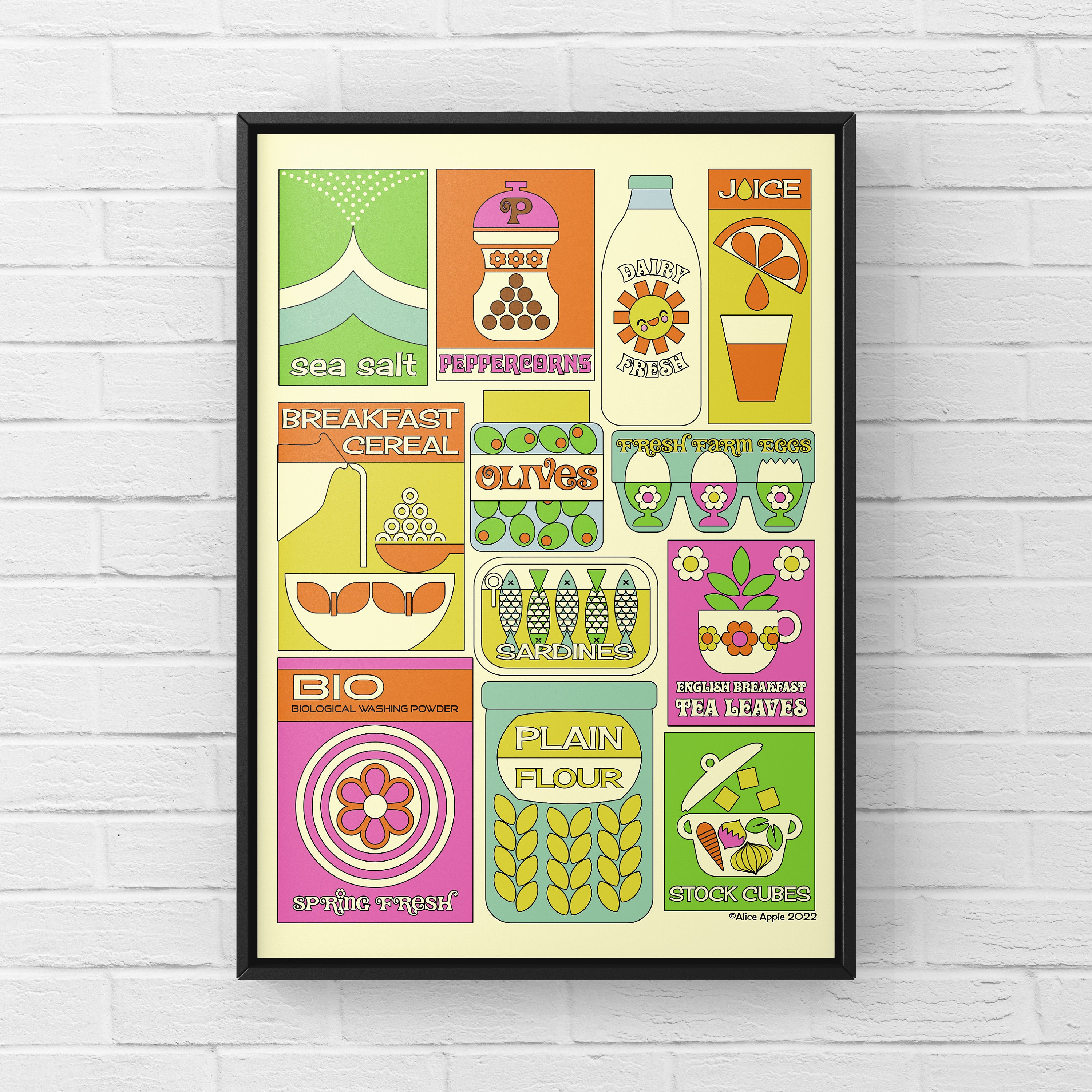 Retro Groceries Digital Download Only Poster Pack 4 X A Sizes 