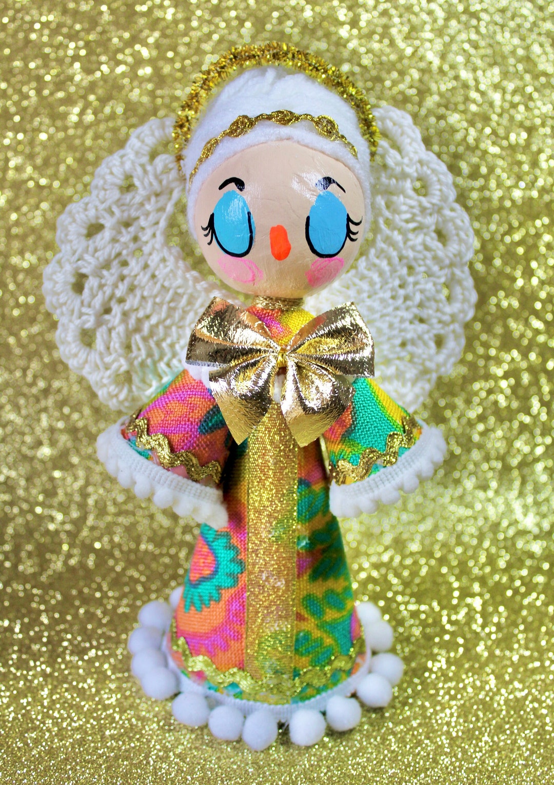 LARGE Tree Topper Kitsch Retro Christmas Angel 9 Tall Etsy