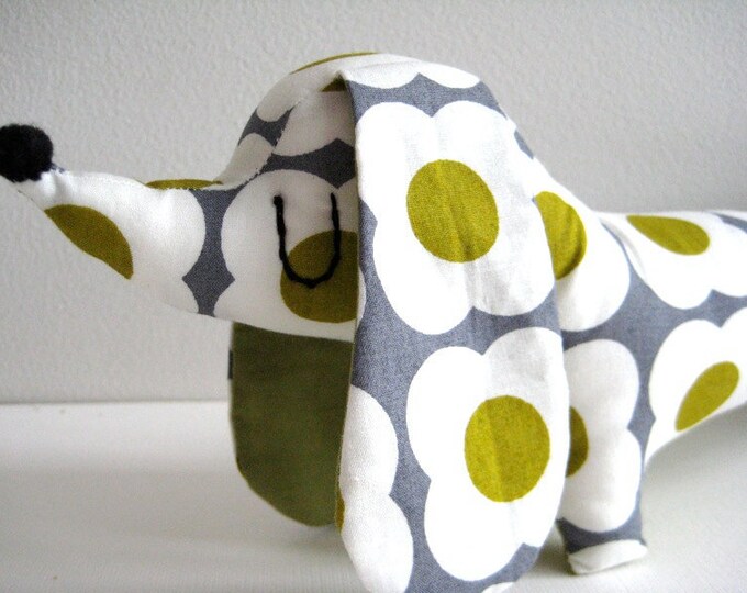 Mini Dachshund Retro Orla Kiely Fabric Etsy