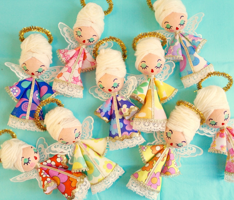 Small Vintage Style Retro Kitsch Christmas Angel Tree Ornament Etsy