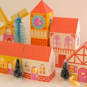 Printable PDF European Village Kit DIY Christmas Village Scene
