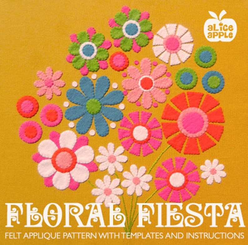 DIY Floral Fiesta Felt Applique Wallhanging Pattern PDF with Templates and Instructions image 1