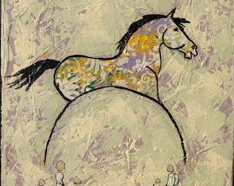 Gift for horse lover, The Kid's Horse, original painting of the kids favorite horse, by Donna Ridgway