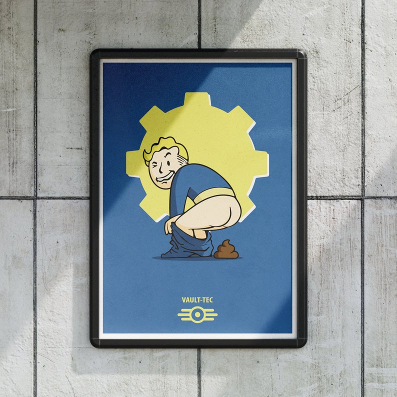 Poop Finger Fallout Póster de Fallout: Vault Boy Pooping / Póster de propaganda de Vault ...