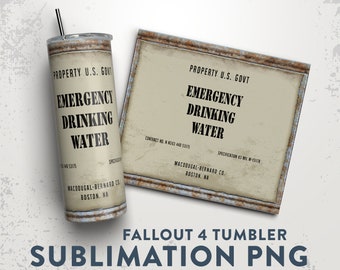 Fallout 4 Emergency Drinking Water 20 oz Tumbler Sublimation PNG / DETAILED / SEAMLESS / Purified Water game texture / Download file