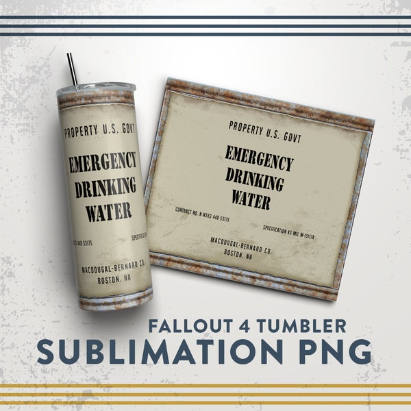 Fallout 4 Emergency Drinking Water 20 oz Tumbler Sublimation PNG / DETAILED / SEAMLESS / Purified Water game texture / Download file