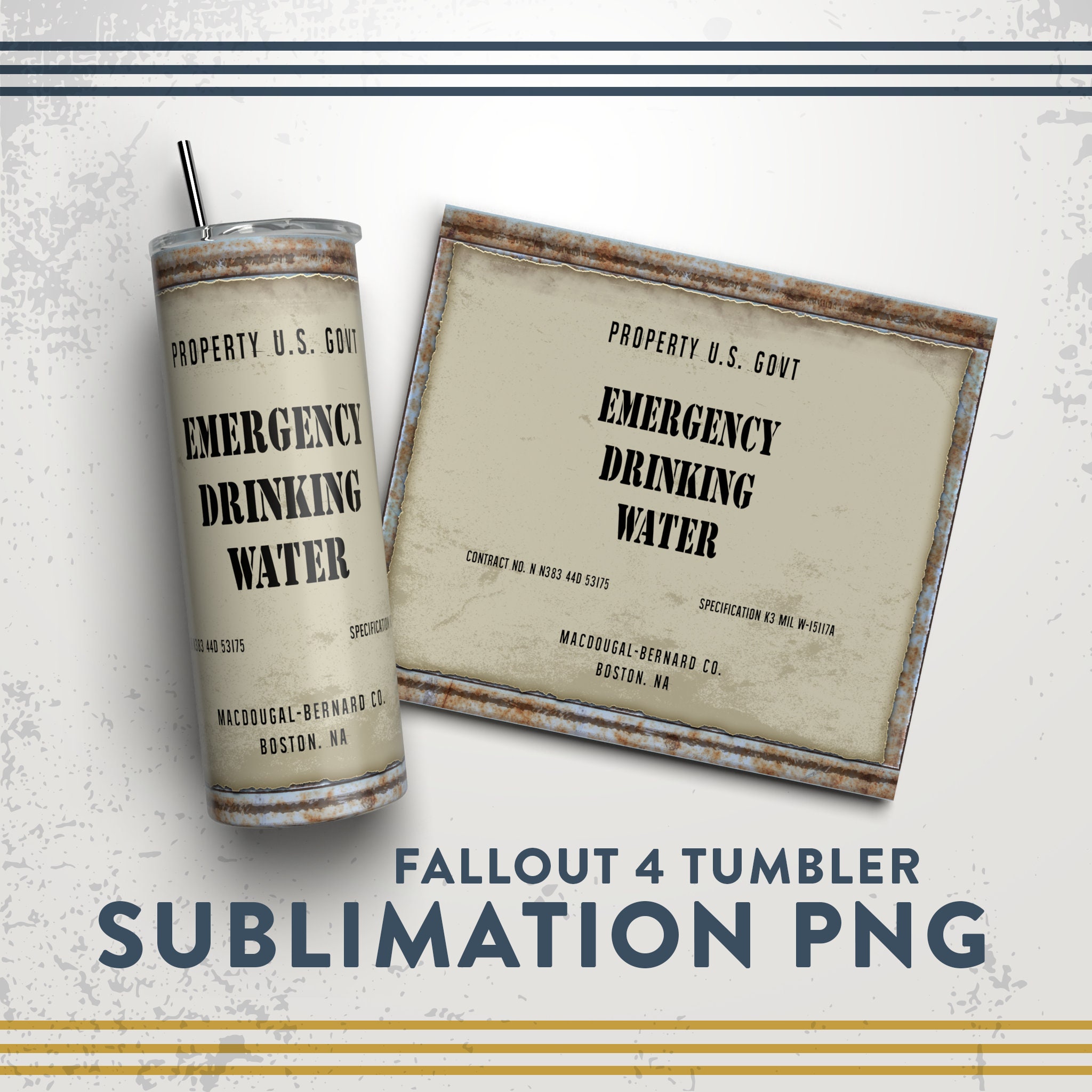 Fallout 4 Emergency Drinking Water 20 Oz Tumbler Sublimation PNG