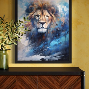 Lion of Judah Modern Digital Art | Majestic Christian Wall Decor | Printable Spiritual Poster | Strength & Faith | Instant Download