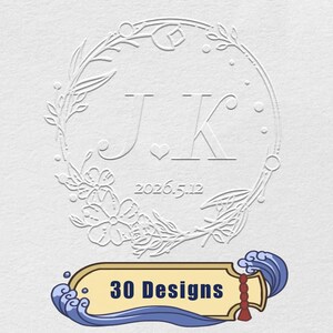 Juego de sellos en relieve de alta costura para bodas: 30 elegantes diseños de letras, ideales para invitaciones, servilletas y papelería.