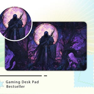 Mystic Dark Warrior Premium Playmat - Extra Large Desk Mat & Mouse Pad for Gaming/Work