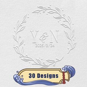 Juego de sellos en relieve de alta costura para bodas: 30 elegantes diseños de letras, ideales para invitaciones, servilletas y papelería.
