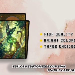 Fundas para cartas de Mtg Magic Green Cat, mate, de alta calidad y con detalles, con diseño artístico.