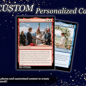 MTG personnalisées - Style cartes numériques : personnalisées pour les mariages, les anniversaires et les animaux de compagnie, procuration unique/idée cadeau pour lui