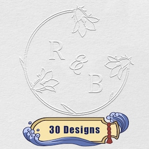 Juego de sellos en relieve de alta costura para bodas: 30 elegantes diseños de letras, ideales para invitaciones, servilletas y papelería.