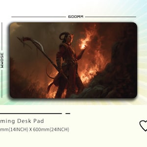 Flame - Tappetino da gioco premium Horned Warlock - Tappetino da scrivania e mouse extra large per giochi/lavoro