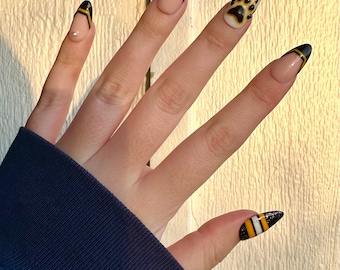 Boston Bruins Inspired Press-On Nails Hand Painted Gel